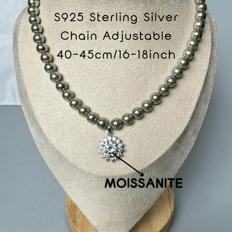 Stylish 925 Sterling Silver Necklace featuring an Adjustable Chain and Stunning Moissanite Pendant - Great for Both Daily Wear and Special Events, A Wonderful Valentine's Day or Anniversary Present for Women