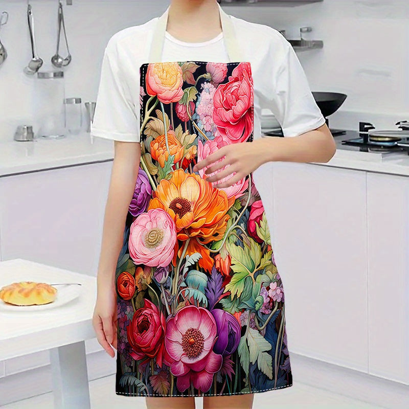 Be unique and fashionable with the creative and floral printed apron, perfect for cooking and parties. Suitable for both men and women in the kitchen, restaurant, or party.