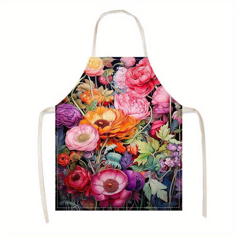 Be unique and fashionable with the creative and floral printed apron, perfect for cooking and parties. Suitable for both men and women in the kitchen, restaurant, or party.