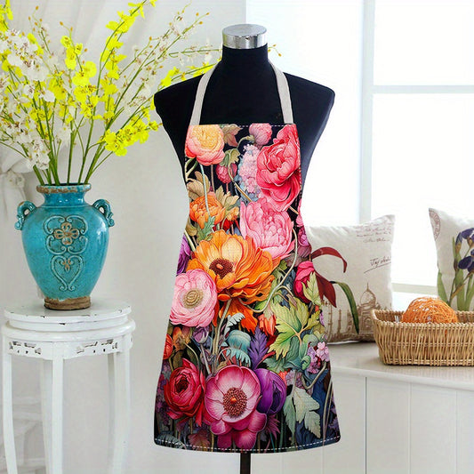 Be unique and fashionable with the creative and floral printed apron, perfect for cooking and parties. Suitable for both men and women in the kitchen, restaurant, or party.