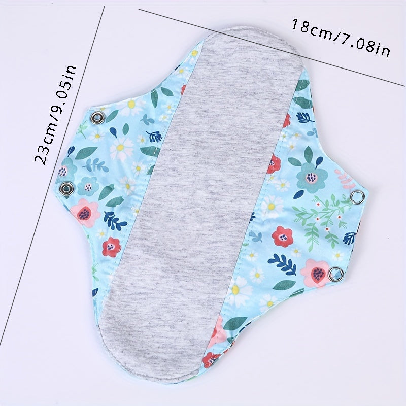 3pcs Graphene Washable Sanitary Pads for Women - Breathable & Reusable, Double-Layer Cotton with Floral Pattern | Ideal for Incontinence, Pregnancy & Elderly Care