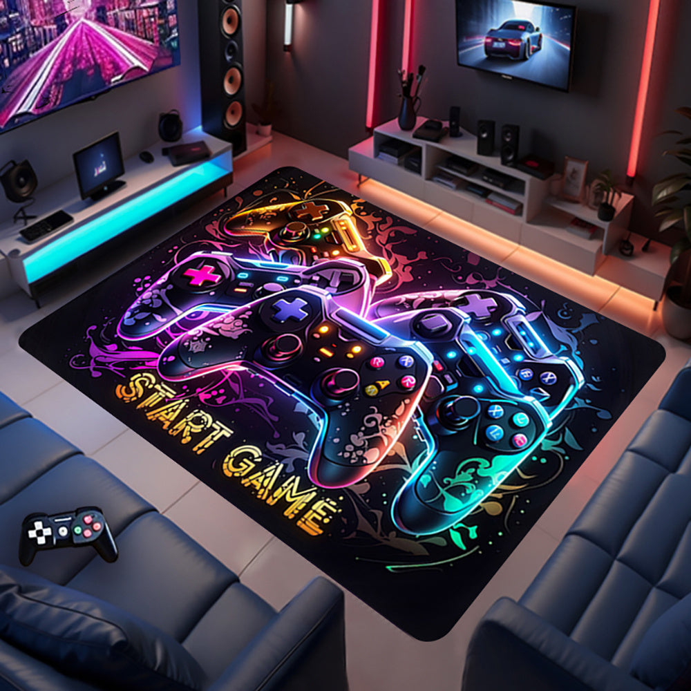 This 1pc Gaming Controller Area Rug is perfect for boys' rooms and gamers. Made of non-slip, machine washable polyester, this indoor game room bedroom floor mat features sponge padding and a low pile design, ideal for living rooms, offices, and kitchens