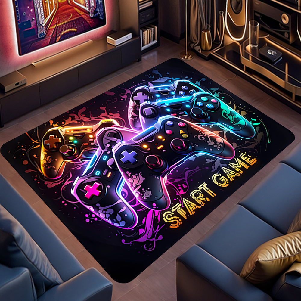 This 1pc Gaming Controller Area Rug is perfect for boys' rooms and gamers. Made of non-slip, machine washable polyester, this indoor game room bedroom floor mat features sponge padding and a low pile design, ideal for living rooms, offices, and kitchens