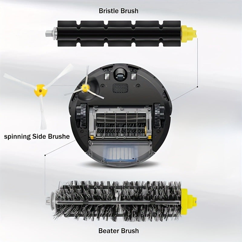 Набор из 6 сменных щеток для iRobot Roomba 600 и 500 серии, включая щетку с щетиной, гибкую щетку-ударник, боковые щетки и инструменты для чистки - прочный пластиковый набор насадок для пылесоса.