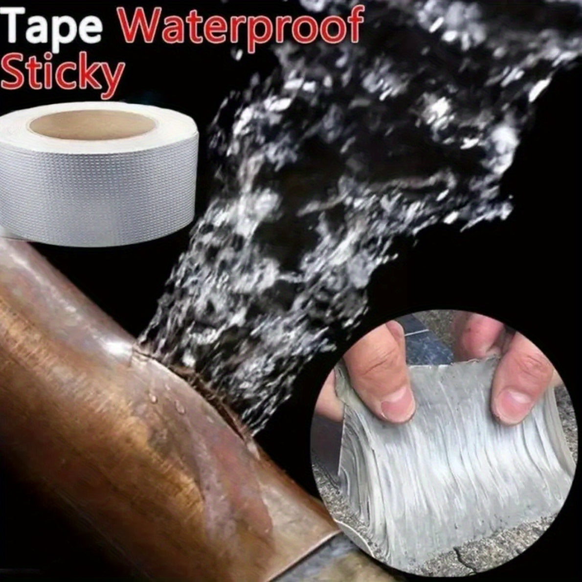 Durable aluminum foil butyl rubber tape for strong waterproof sealing on pipes and walls, ideal for flat surfaces. Resistant to weather and water leaks.