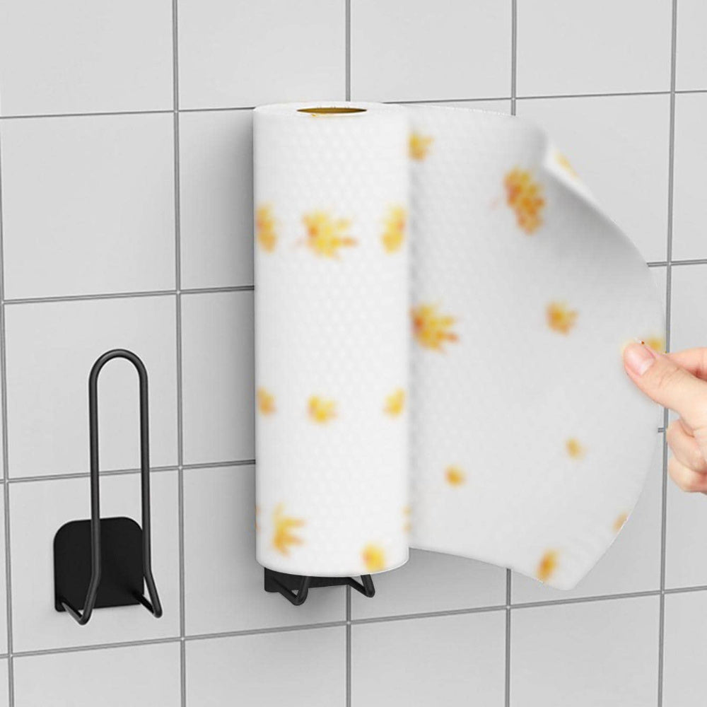 Elegant Flower Pattern Stainless Steel Wall Mount Paper Towel Holder for Kitchen and Bathroom - 1 Piece