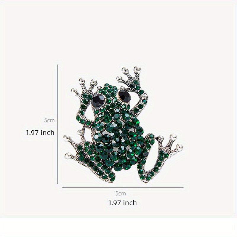 Стильная брошка-булавка с ринстонами в виде лягушки, яркий дизайн животного для повседневной носки и подарков