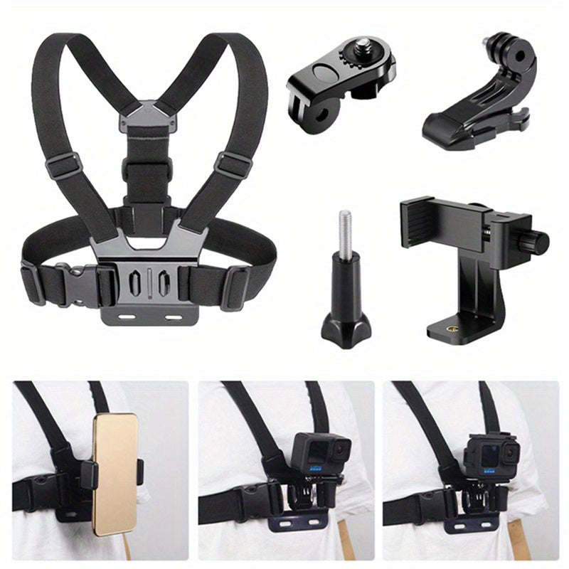 Chest strap mount for mobile phones, ideal for VLOG/POV filming.