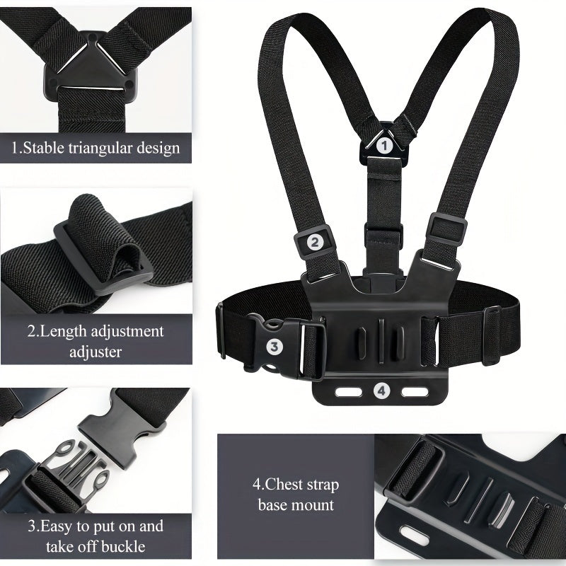 Chest strap mount for mobile phones, ideal for VLOG/POV filming.