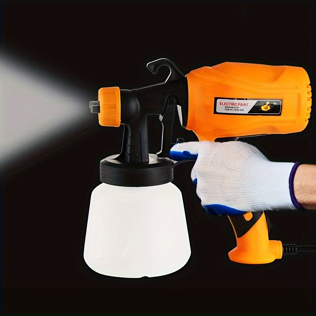 30oz HVLP Electric Spray Gun with 3 Spray Patterns, European Standard Plug, for Home & Professional Use on various surfaces, Orange & Black Design