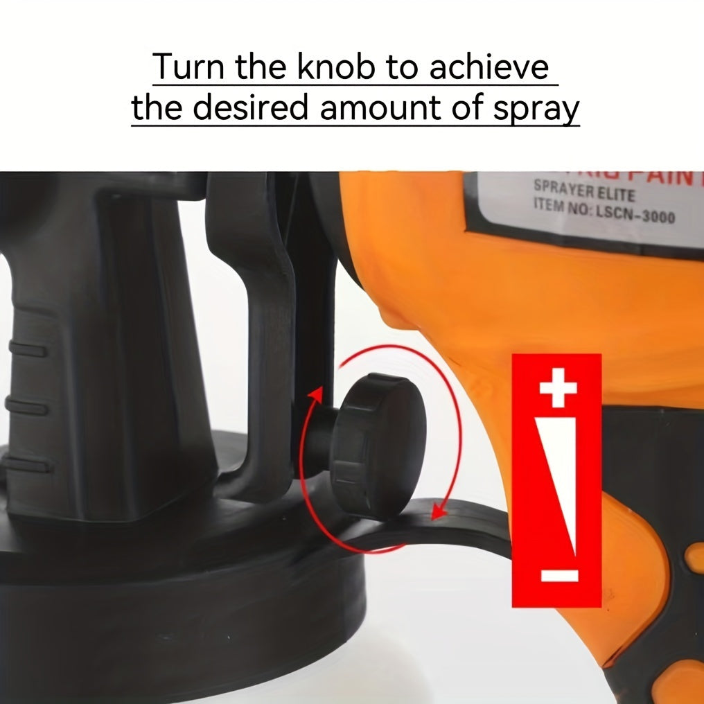 30oz HVLP Electric Spray Gun with 3 Spray Patterns, European Standard Plug, for Home & Professional Use on various surfaces, Orange & Black Design