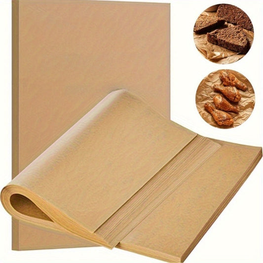 Premium Non-Stick Parchment Paper Sheets - 50 count, perfect for baking bread, chicken and more. Heat resistant, waterproof and greaseproof liners ideal for use in BBQ, air fryer and steamer.