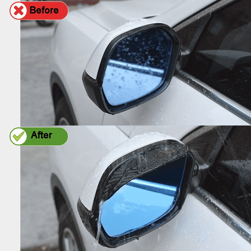 2 pieces of PVC carbon fiber rearview mirror rain guards, providing universal fit waterproof side mirror visors for sunshade and snow protection.