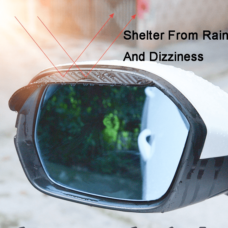 2 pieces of PVC carbon fiber rearview mirror rain guards, providing universal fit waterproof side mirror visors for sunshade and snow protection.