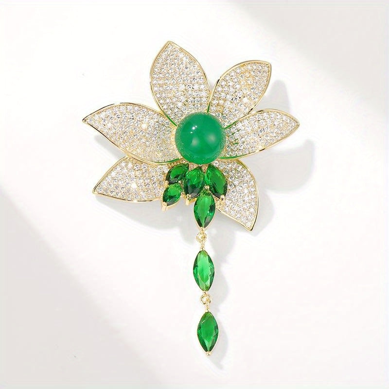 Stunning Lotus Deluxe rhinestone pendant brooch, perfect for women, crafted with precision and high quality materials - an exquisite addition to any elegant dress or as a beautiful gift.