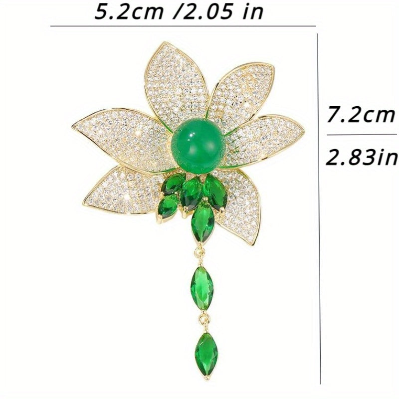 Stunning Lotus Deluxe rhinestone pendant brooch, perfect for women, crafted with precision and high quality materials - an exquisite addition to any elegant dress or as a beautiful gift.