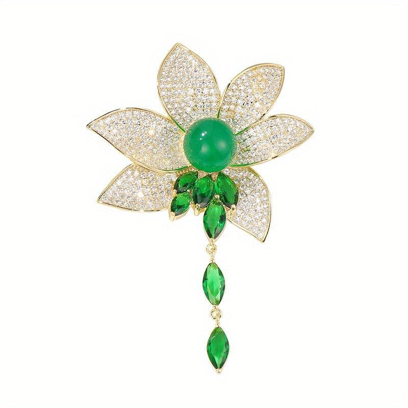 Stunning Lotus Deluxe rhinestone pendant brooch, perfect for women, crafted with precision and high quality materials - an exquisite addition to any elegant dress or as a beautiful gift.