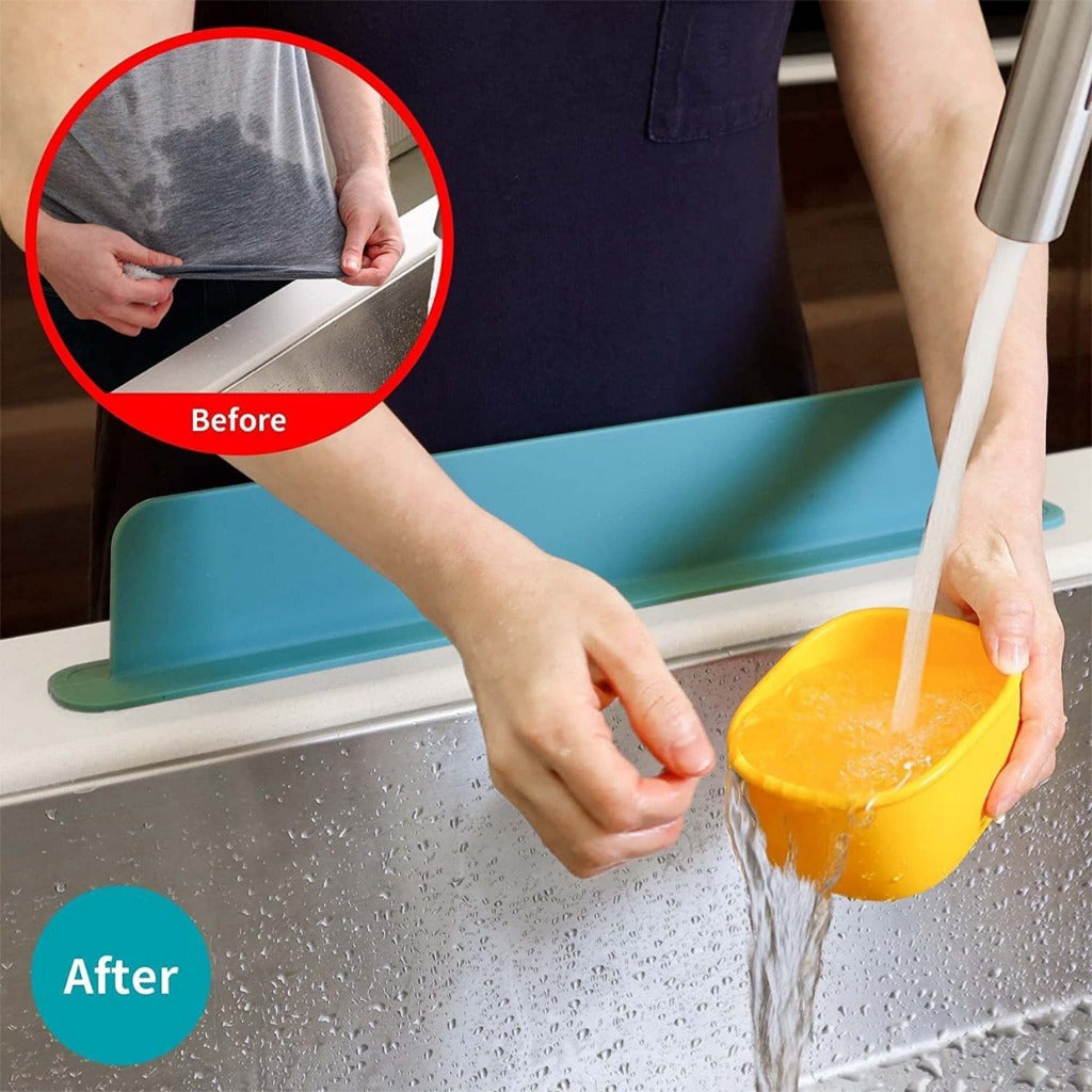 Silicone Kitchen Sink Splash Guard offers flexibility, no power required, and prevents soap and water splashes.