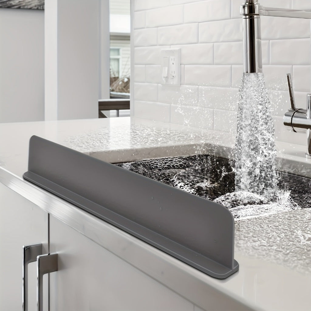 Silicone Kitchen Sink Splash Guard offers flexibility, no power required, and prevents soap and water splashes.