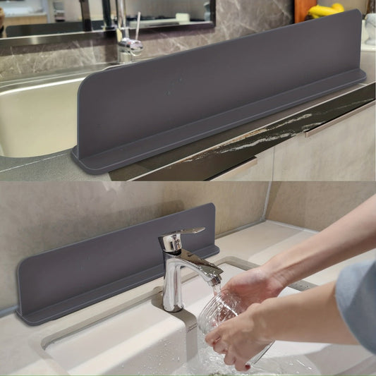 Silicone Kitchen Sink Splash Guard offers flexibility, no power required, and prevents soap and water splashes.