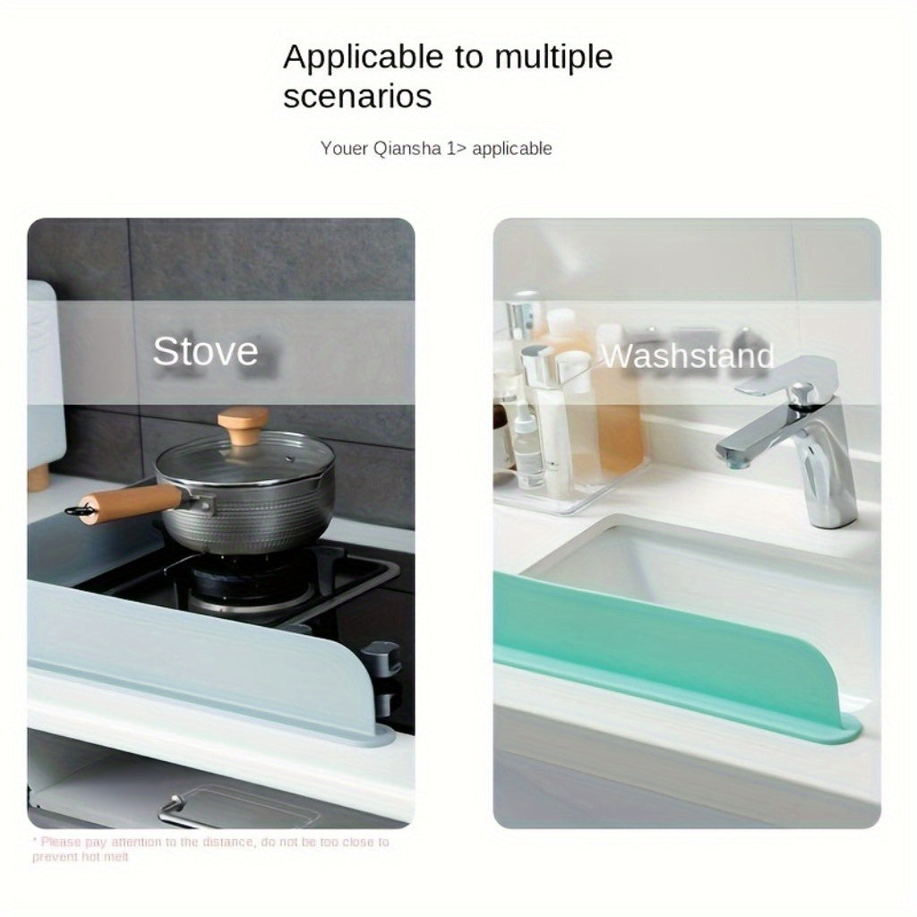 Silicone Kitchen Sink Splash Guard offers flexibility, no power required, and prevents soap and water splashes.