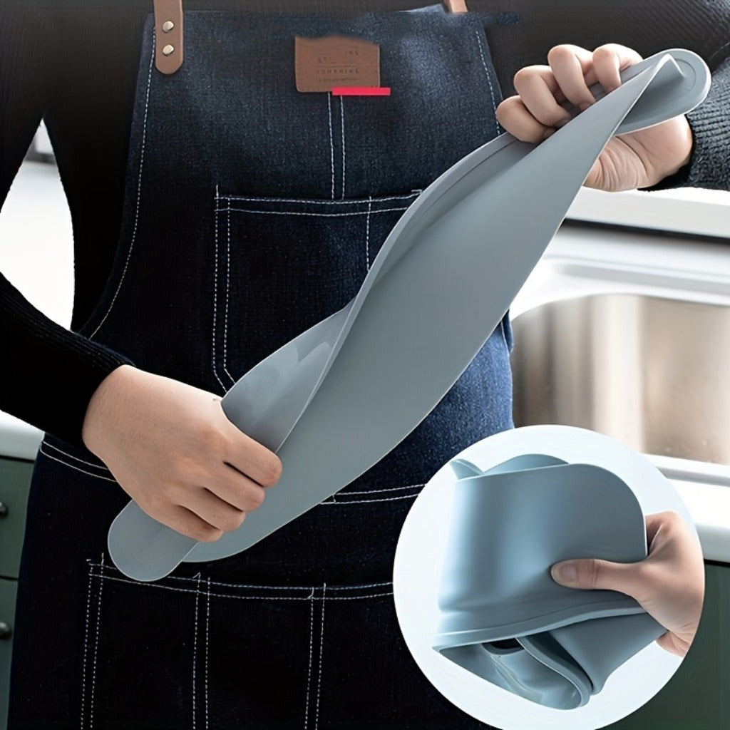 Silicone Kitchen Sink Splash Guard offers flexibility, no power required, and prevents soap and water splashes.