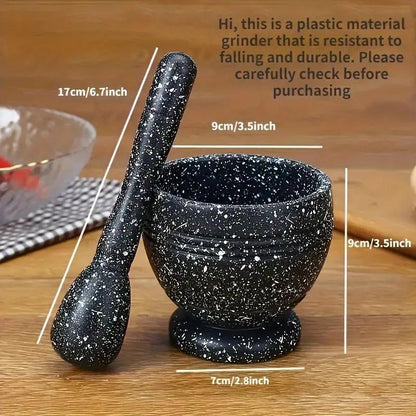 1 Set of Manual Garlic Grinder: Plastic Garlic Mortar and Pestle with Pepper Crushing Bowl - Durable Kitchen Tool for Home Use, No Electricity Needed, Includes Kitchen Accessories