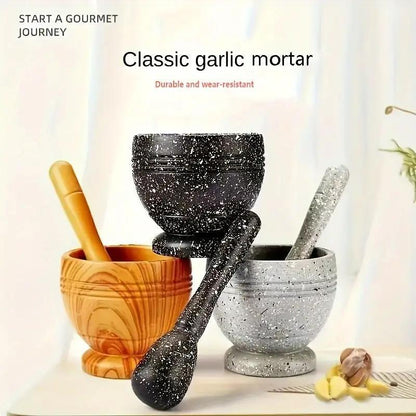 1 Set of Manual Garlic Grinder: Plastic Garlic Mortar and Pestle with Pepper Crushing Bowl - Durable Kitchen Tool for Home Use, No Electricity Needed, Includes Kitchen Accessories