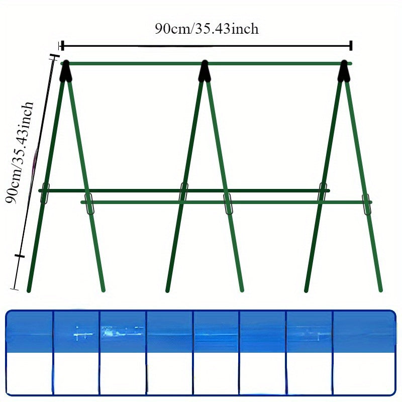 Heavy-duty metal garden trellis for climbing plants, cucumbers, beans, and tomatoes. Durable support frame.