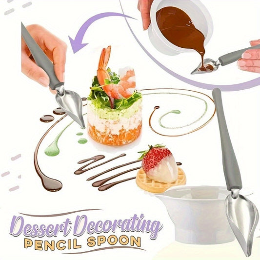 1pc Reusable Drizzle Spoon for Cake and Coffee Decorating - Multifunctional Pencil Spoon