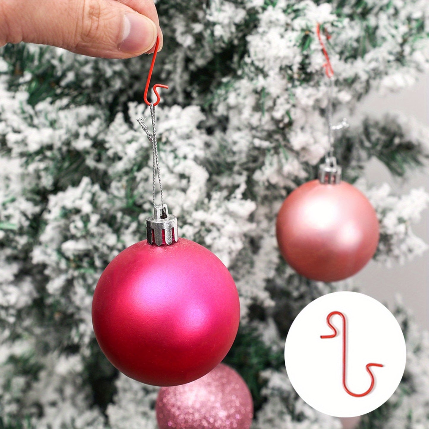 50 Classic Style Christmas Tree S-Hooks for Wreath and Tree Decorations, Festive Xmas Ornaments Hangers