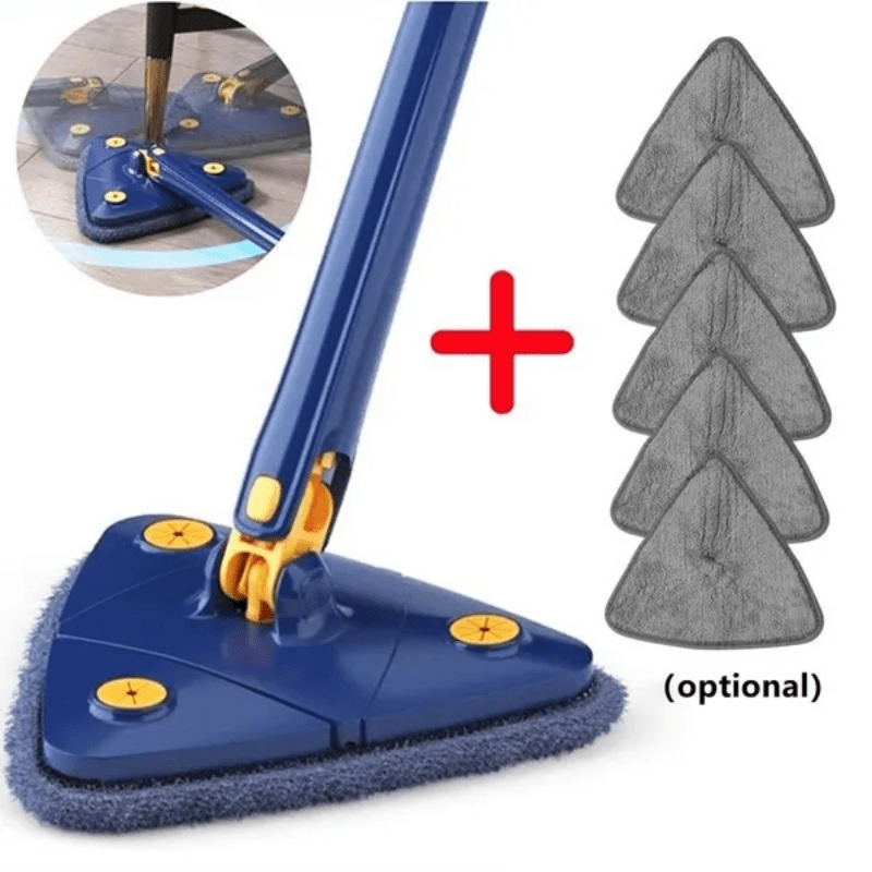 Multi-Angle Triangle Mop with Extendable Handle - A Versatile Cleaning Tool for All Surfaces, Walls, Glass, and Floors in the Living Room, Bedroom, Bathroom, and Kitchen