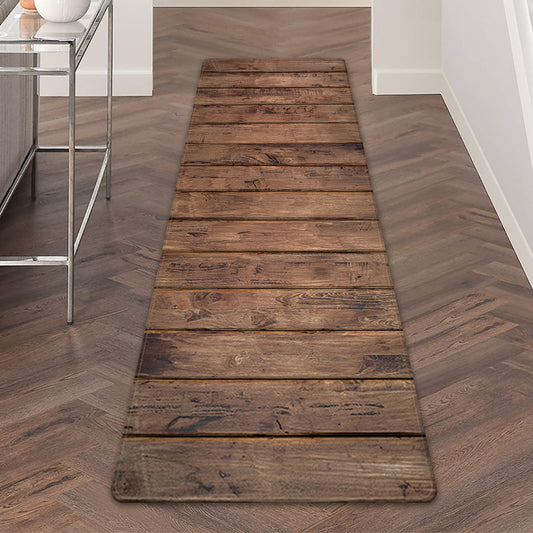 Soft Cozy Polyester Area Rug with Wooden Board Pattern, Non-Slip Absorbent Mat for Bedroom, Living Room, Kitchen, Bathroom, Bedside, Laundry - Perfect for Indoor Use, Hand Wash recommended.