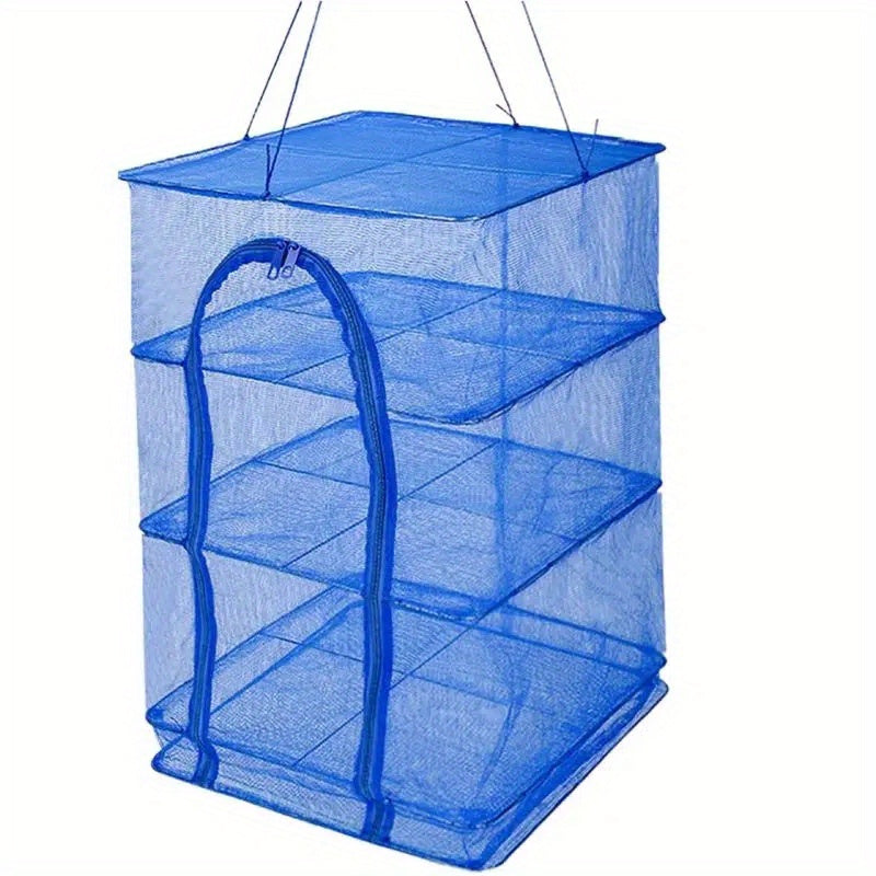 3-Layer Foldable Drying Rack for Food with Portable Mesh Net and Zipper Access