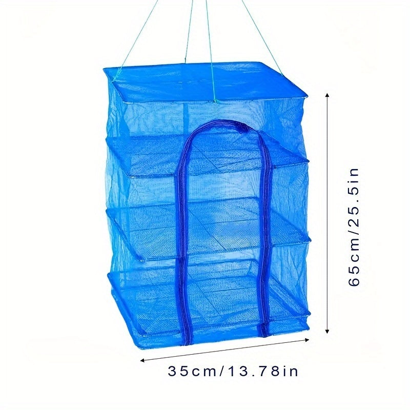 3-Layer Foldable Drying Rack for Food with Portable Mesh Net and Zipper Access