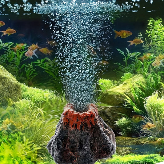 1 AquaBreeze Resin Volcanic Bubble Stone for small aquariums - enhances oxygenation and decor.