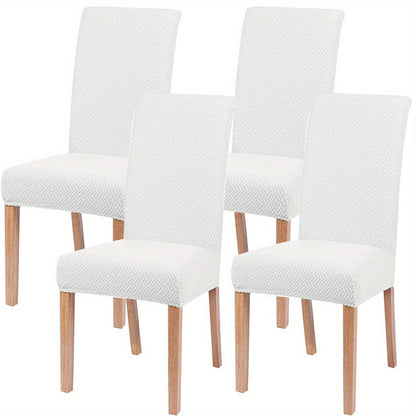 Leorate 4pcs Set: Premium Stretch Chair Covers with T-Pattern Design - Durable, Pet-Friendly Fabric for Dining & Living Rooms