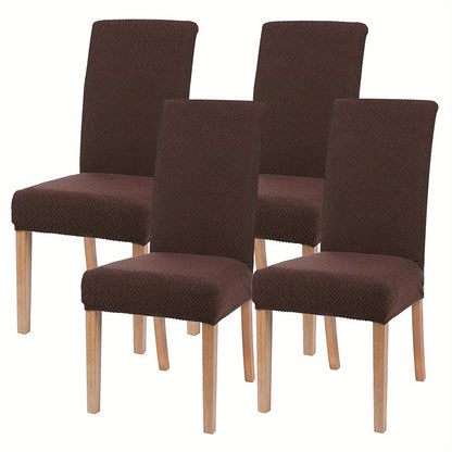 Leorate 4pcs Set: Premium Stretch Chair Covers with T-Pattern Design - Durable, Pet-Friendly Fabric for Dining & Living Rooms