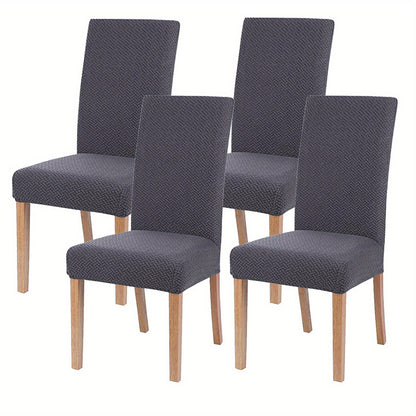 Leorate 4pcs Set: Premium Stretch Chair Covers with T-Pattern Design - Durable, Pet-Friendly Fabric for Dining & Living Rooms