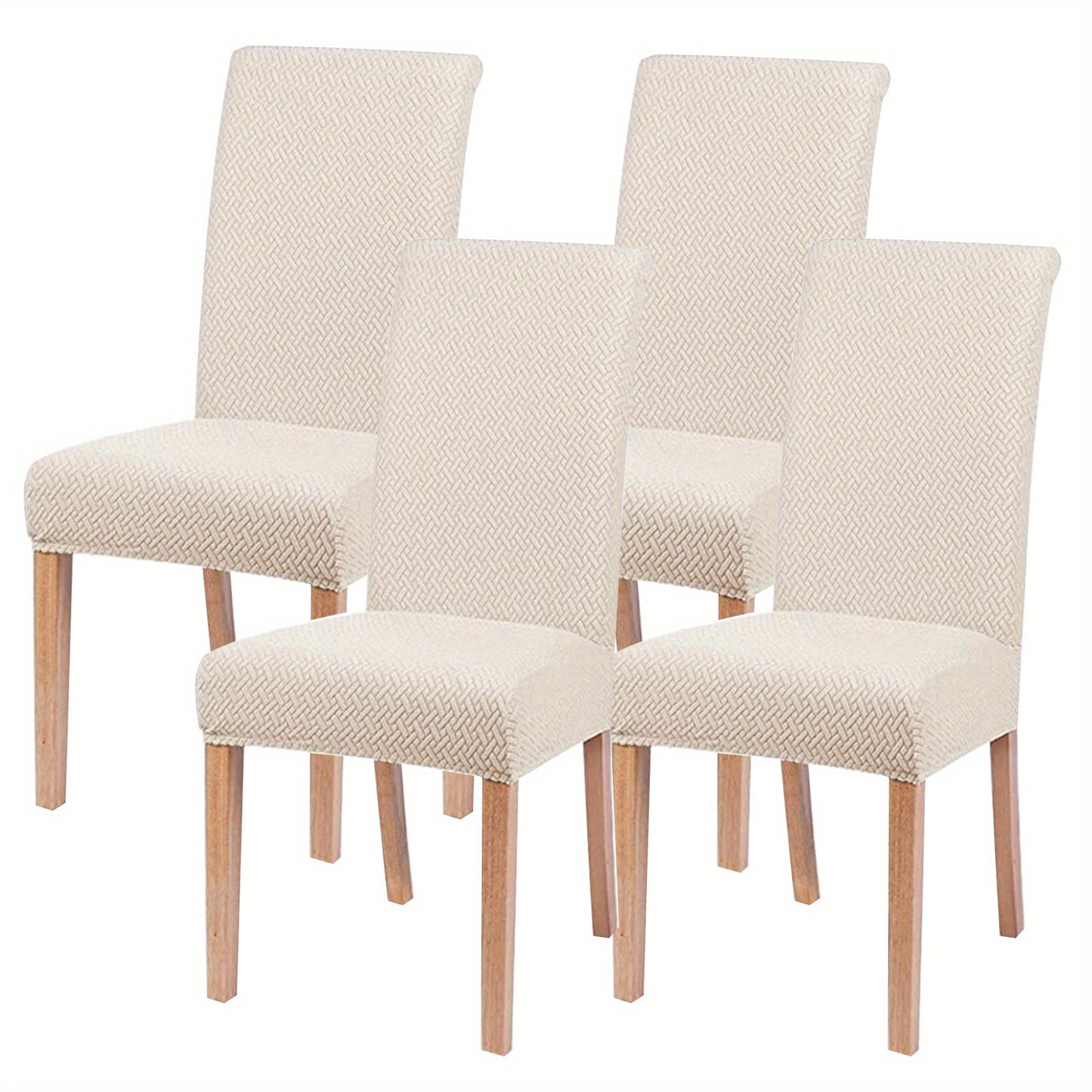 Leorate 4pcs Set: Premium Stretch Chair Covers with T-Pattern Design - Durable, Pet-Friendly Fabric for Dining & Living Rooms