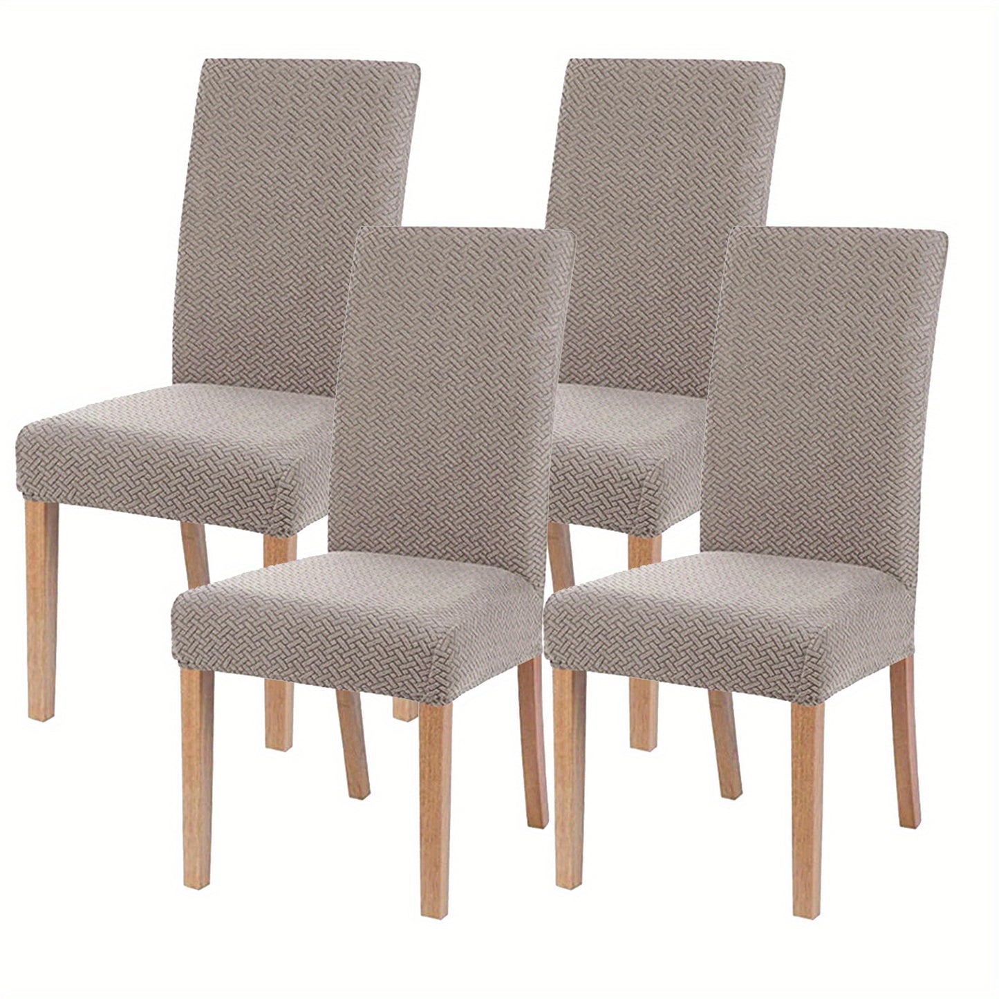 Leorate 4pcs Set: Premium Stretch Chair Covers with T-Pattern Design - Durable, Pet-Friendly Fabric for Dining & Living Rooms