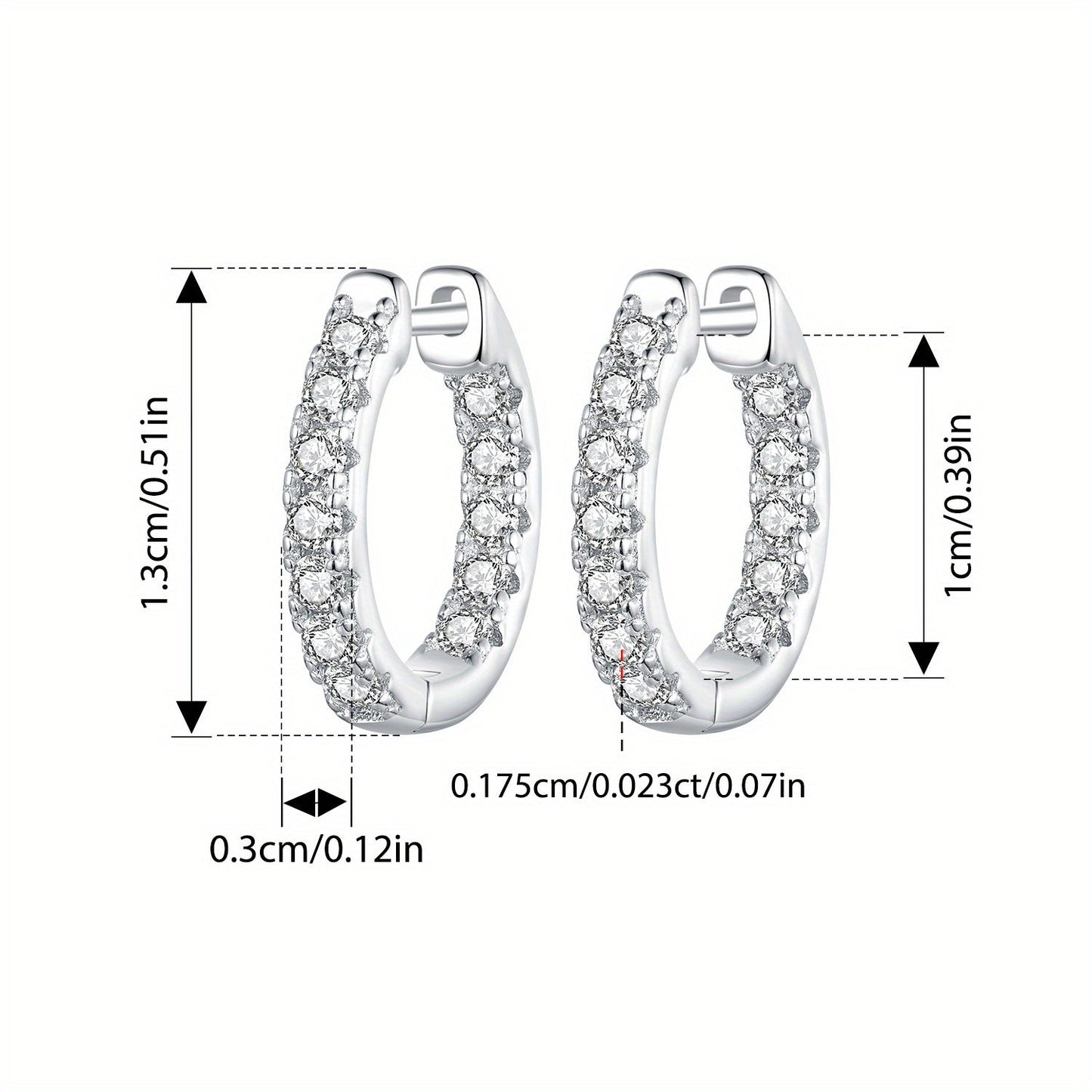 Stunning 925 Sterling Silver Hoop Earrings featuring Moissanite Stones, Exquisite Platinum Plated Ear Cuffs, Lightweight at 2g, Ideal for Weddings and Banquets, a Timeless Gift for Valentine's Day that can be Worn Year-Round.