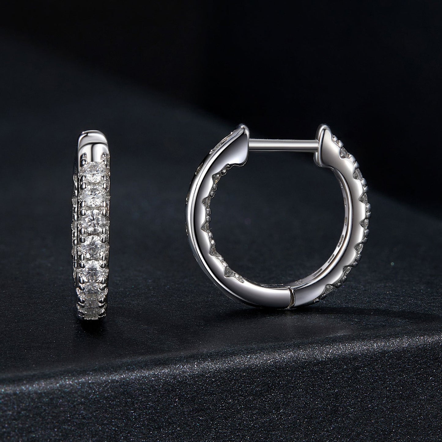 Stunning 925 Sterling Silver Hoop Earrings featuring Moissanite Stones, Exquisite Platinum Plated Ear Cuffs, Lightweight at 2g, Ideal for Weddings and Banquets, a Timeless Gift for Valentine's Day that can be Worn Year-Round.