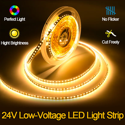 10 meters of 24V LED SMT light strips with options for warm white, natural light, or cold white. Perfect for adding soft, beautiful lighting to various areas in your home such as the living