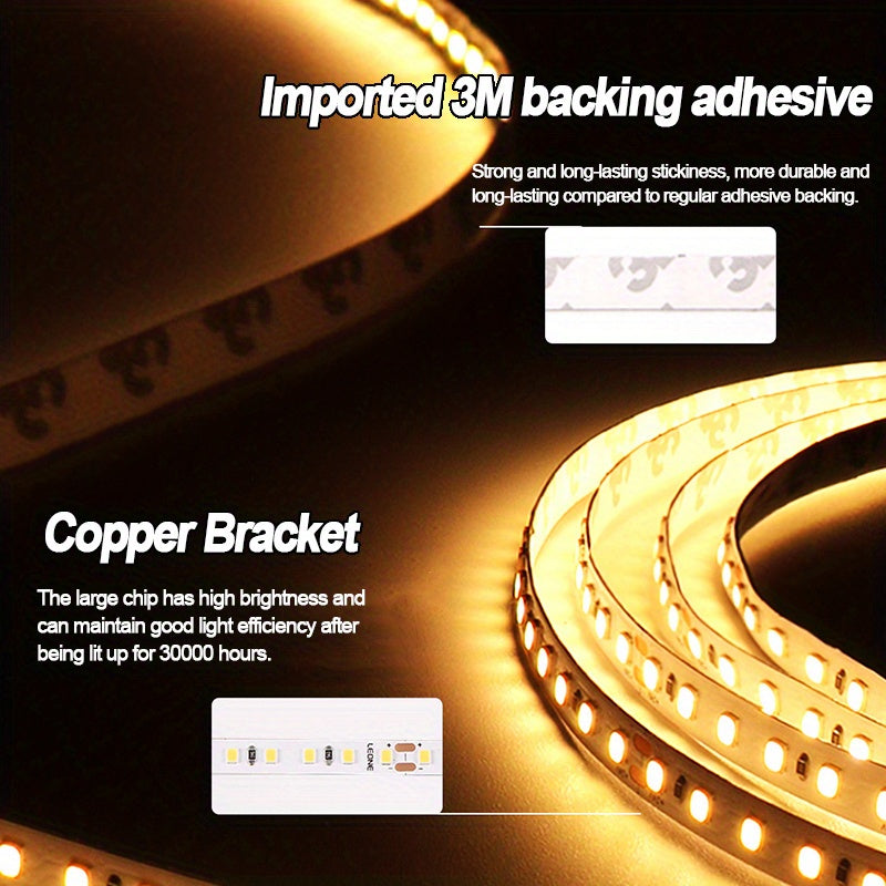 10 meters of 24V LED SMT light strips with options for warm white, natural light, or cold white. Perfect for adding soft, beautiful lighting to various areas in your home such as the living