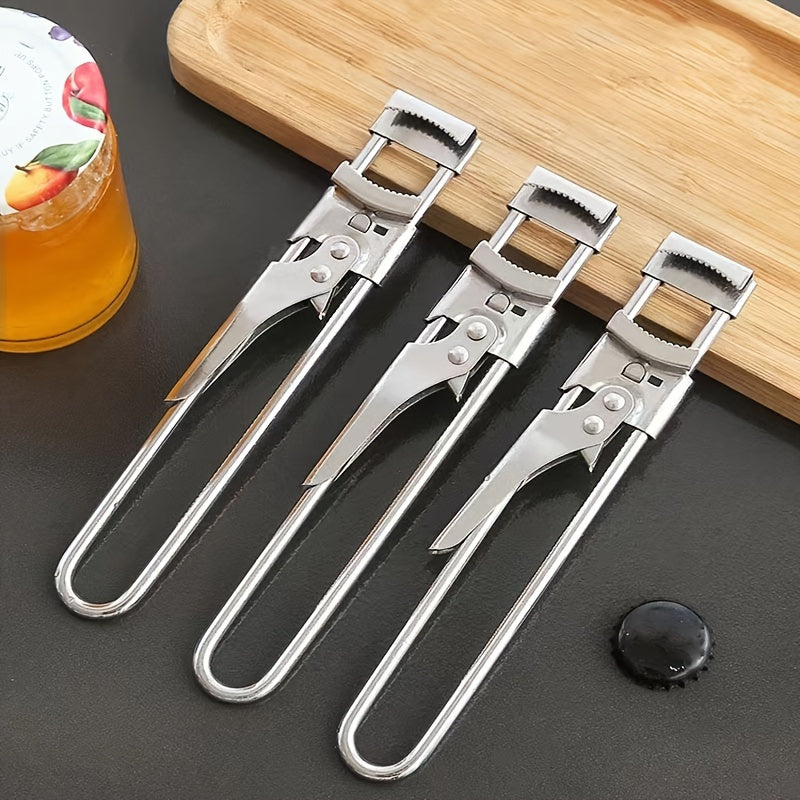 Stainless Steel Bottle Opener Set - Includes Adjustable Can Opener, Jar Opener, and Multifunctional Kitchen Accessories