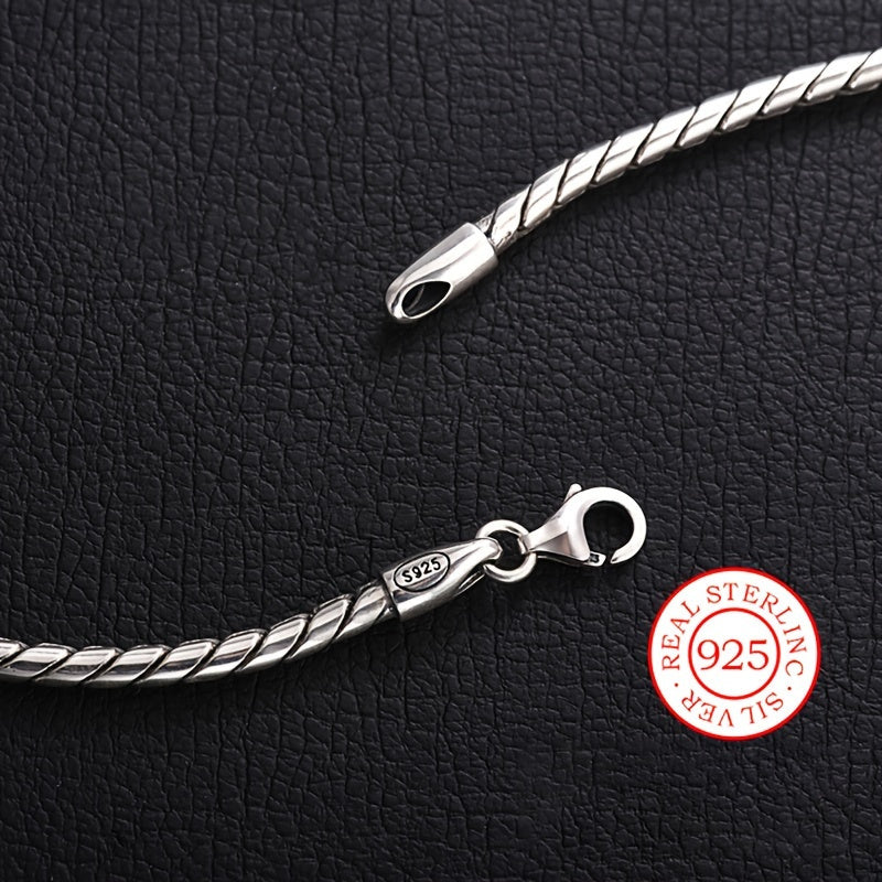 Vintage 925 Sterling Silver Bracelet and Necklace Set for Men - Stylish Hip-Hop Fashion, Ideal Gift for Him