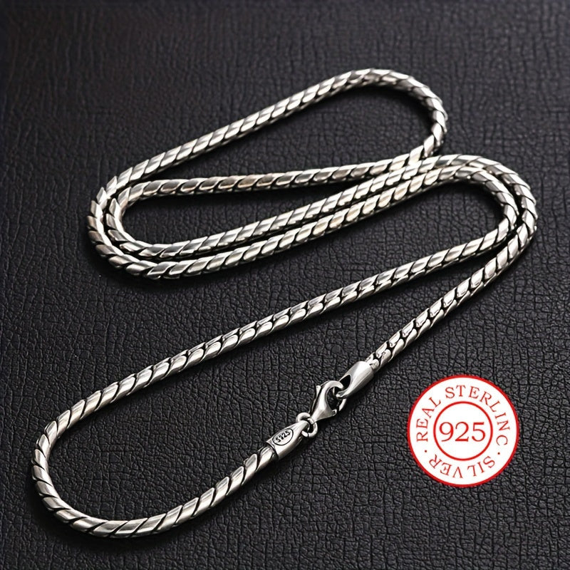 Vintage 925 Sterling Silver Bracelet and Necklace Set for Men - Stylish Hip-Hop Fashion, Ideal Gift for Him