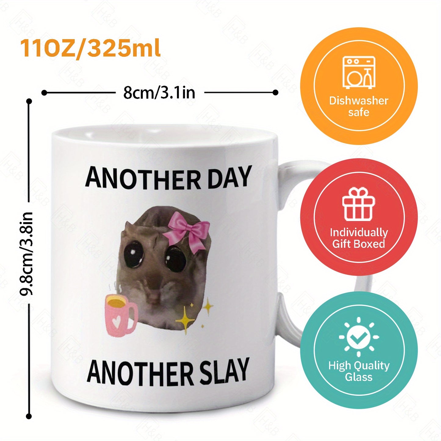 7 color options for 11oz ceramic coffee mug with the phrase 'Another Day, Another Slay' perfect for a friend gift