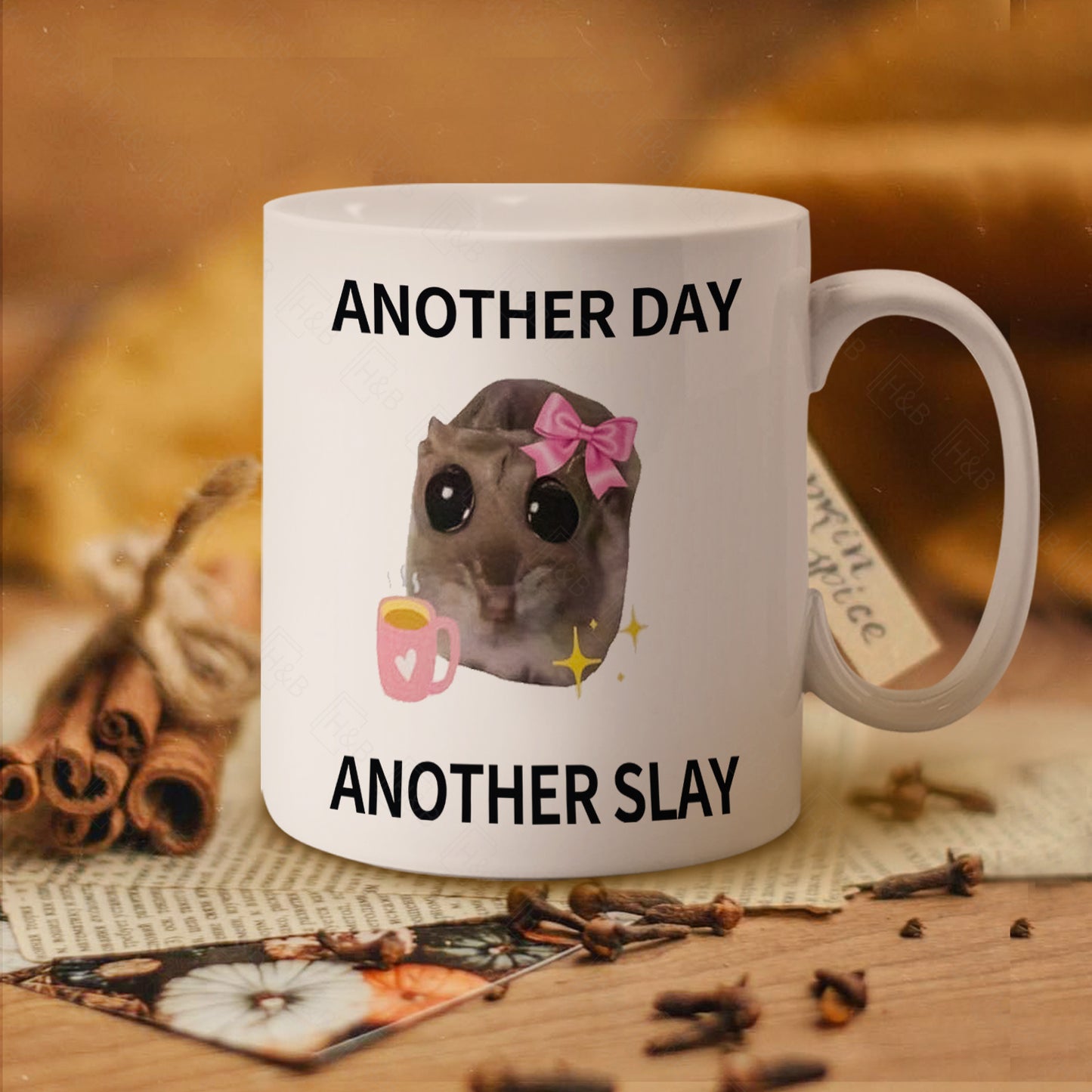 7 color options for 11oz ceramic coffee mug with the phrase 'Another Day, Another Slay' perfect for a friend gift